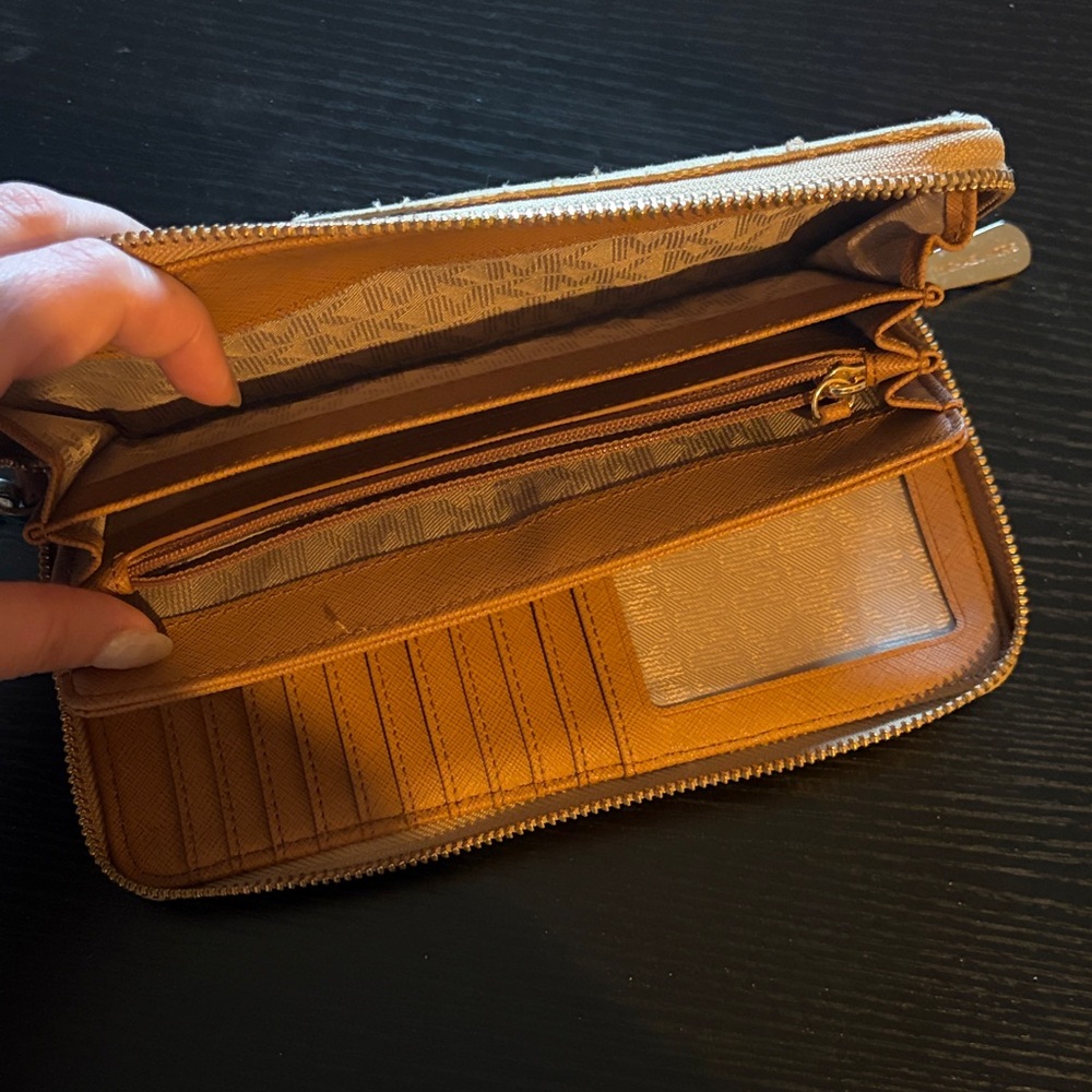 Michael Kors Beige and Brown Logo Wristlet - Picture 4 of 5